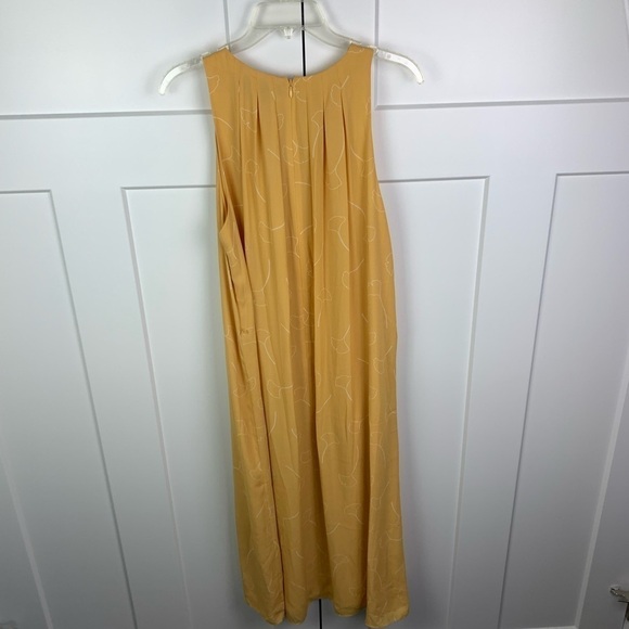 Theory Size 10 Midi Maxi Dress Adelina Ginkgo Leaf Yellow Sleeveless - Picture 5 of 7